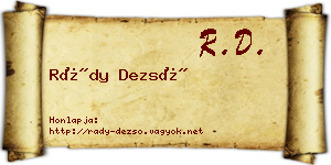 Rády Dezső névjegykártya